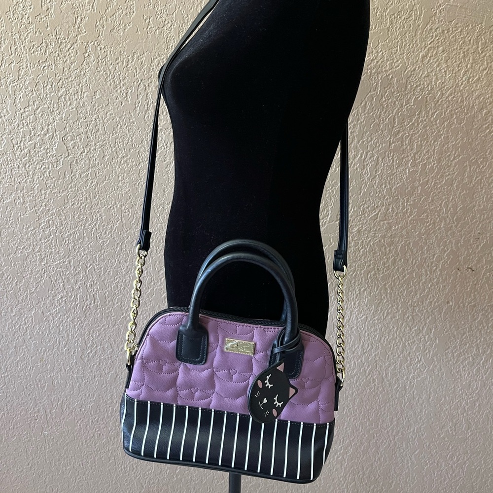 Betsey Johnson quilted cat crossbody purple bag new without tag